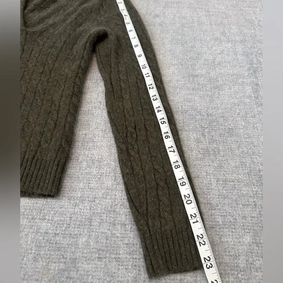 Ralph Lauren Womens Olive Cable-Knit Shawl Collar V-Neck Sweater Size M Heritage - Picture 8 of 9